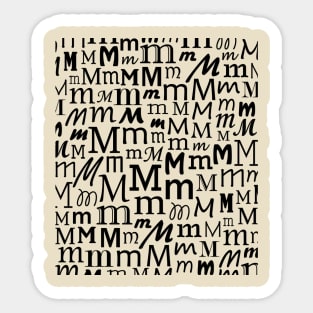 M - Typography (Black) Sticker